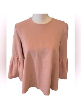 OXFORD SUNDAY Faux Suede Bell 3/4Sleeve Blouse Size Large Dusty Light Pink